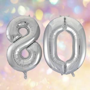 Silver Foil 80th Birthday Balloons