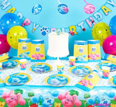 Image of Blues Clues Party Supplies on a Table