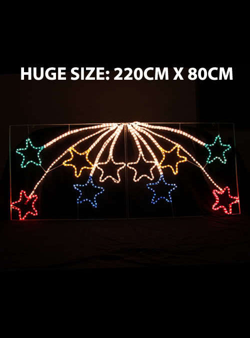 Animated Rope Light Christmas Decoration 10 Star 220cm - Dimensions Image