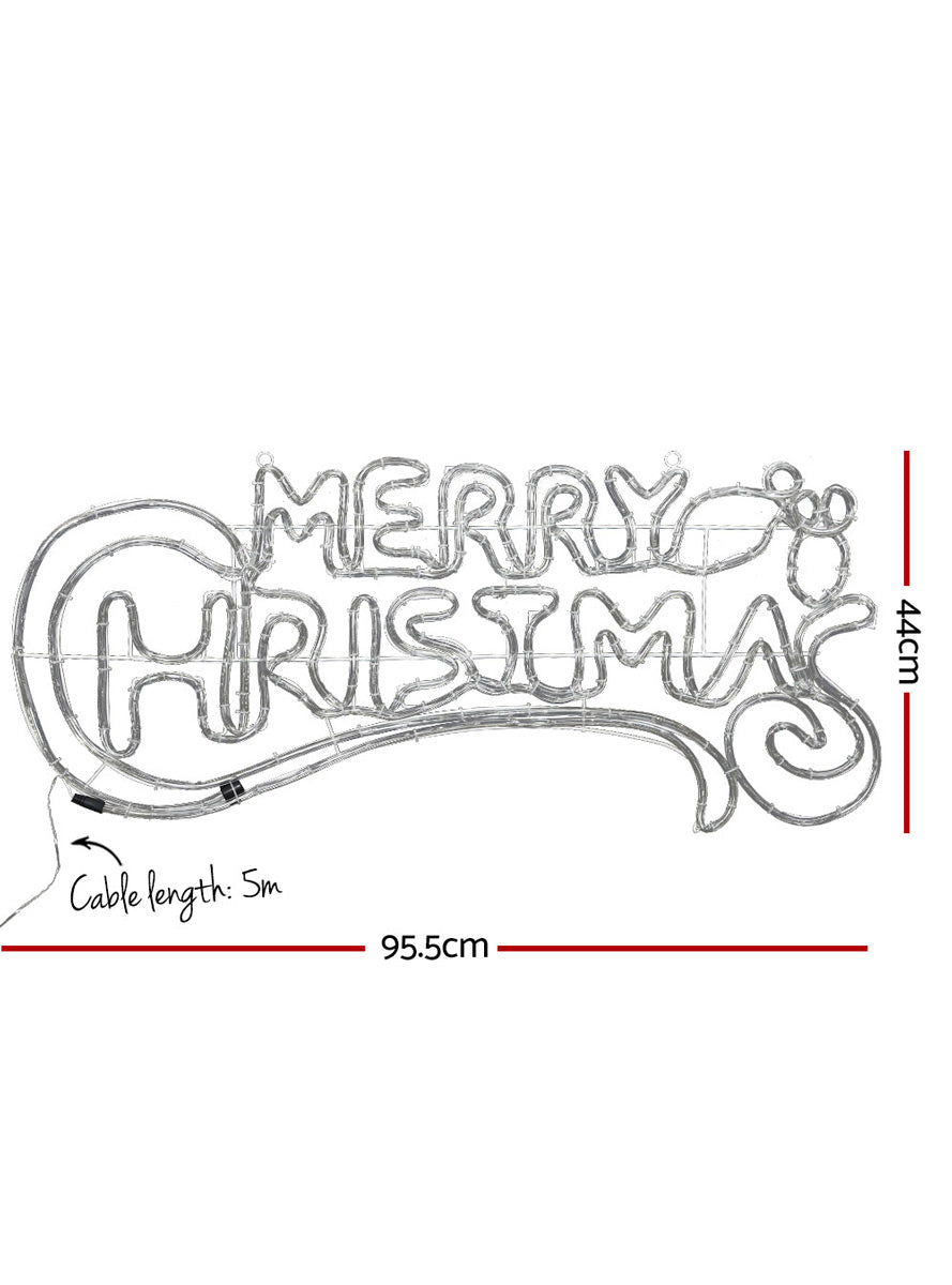 100cm Merry Christmas Rope Light Decoration - Dimensions Image