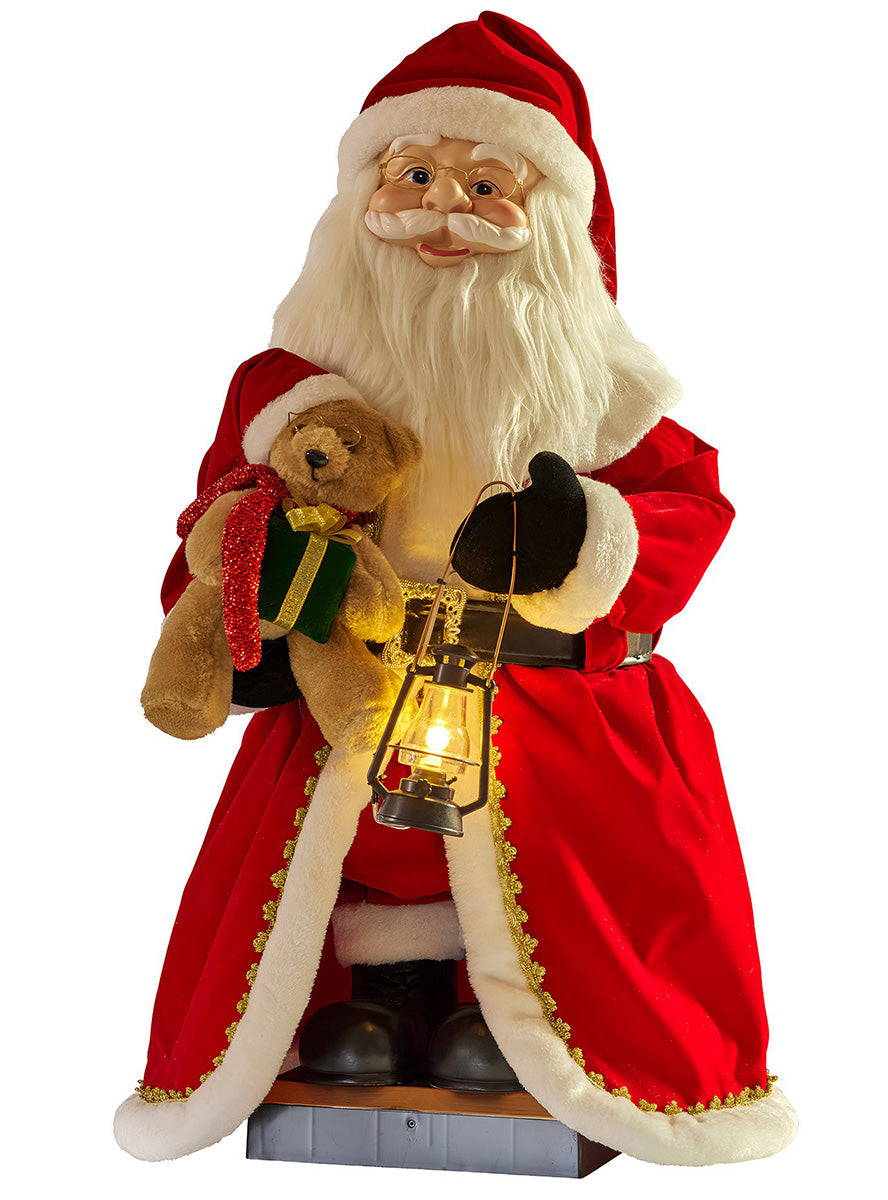 110cm Standing LED Animated Christabelle Santa Claus Lantern Christmas Decoration - Main Image