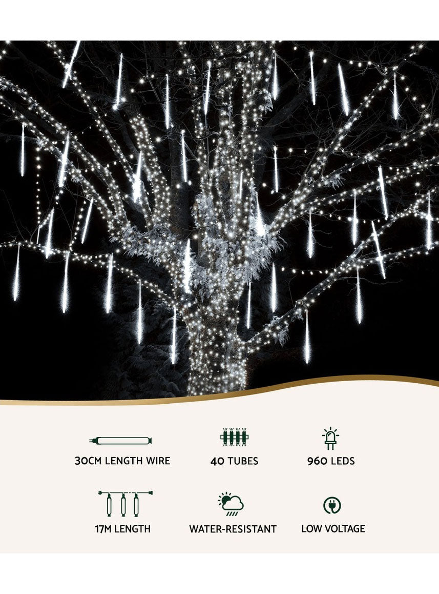 Falling Meteor Icicle Style Christmas Lights 12 Metre Information Image