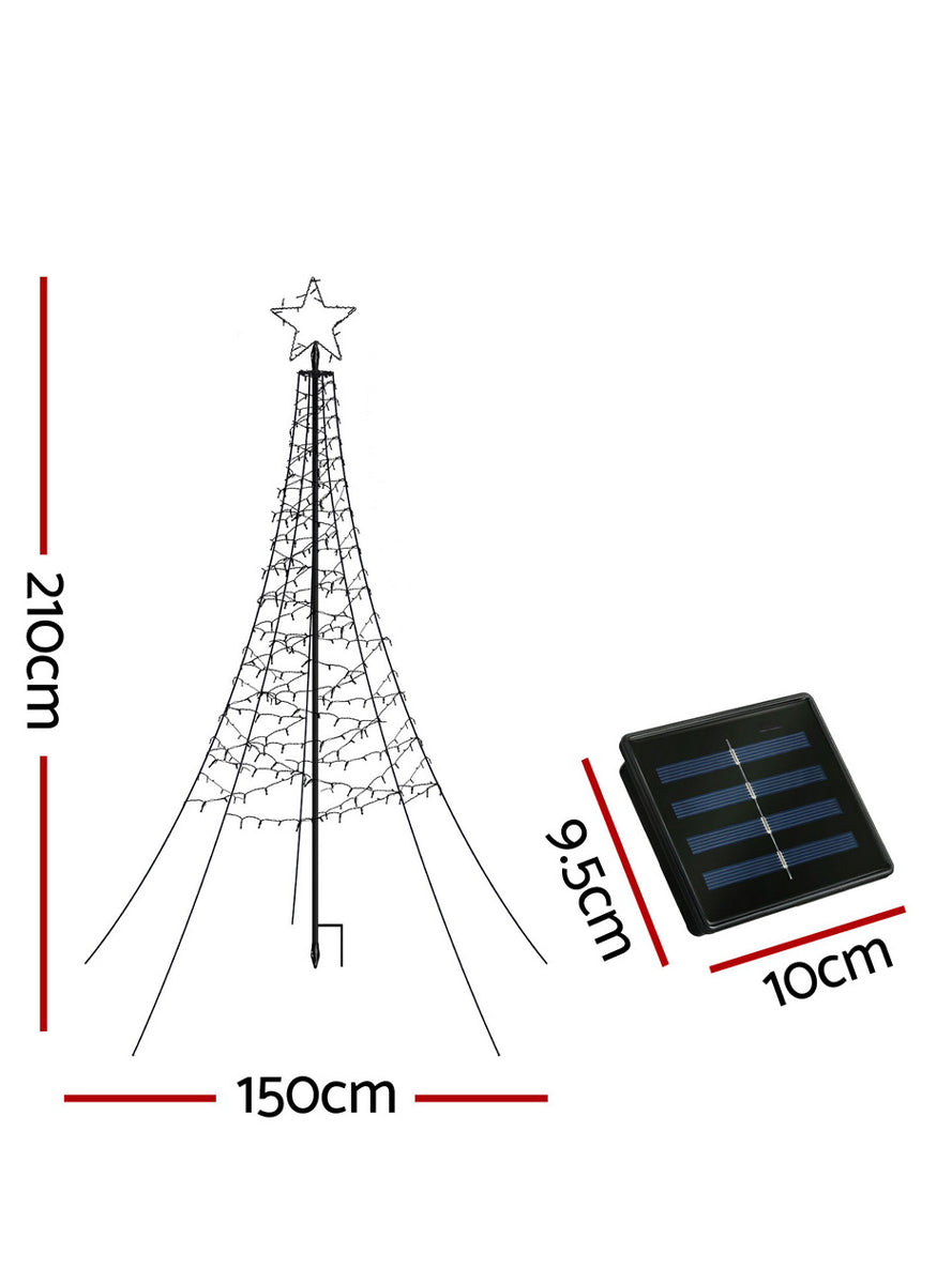 120cm Solar Powered Warm White Christmas Tree Light Decoration - Dimensions Image