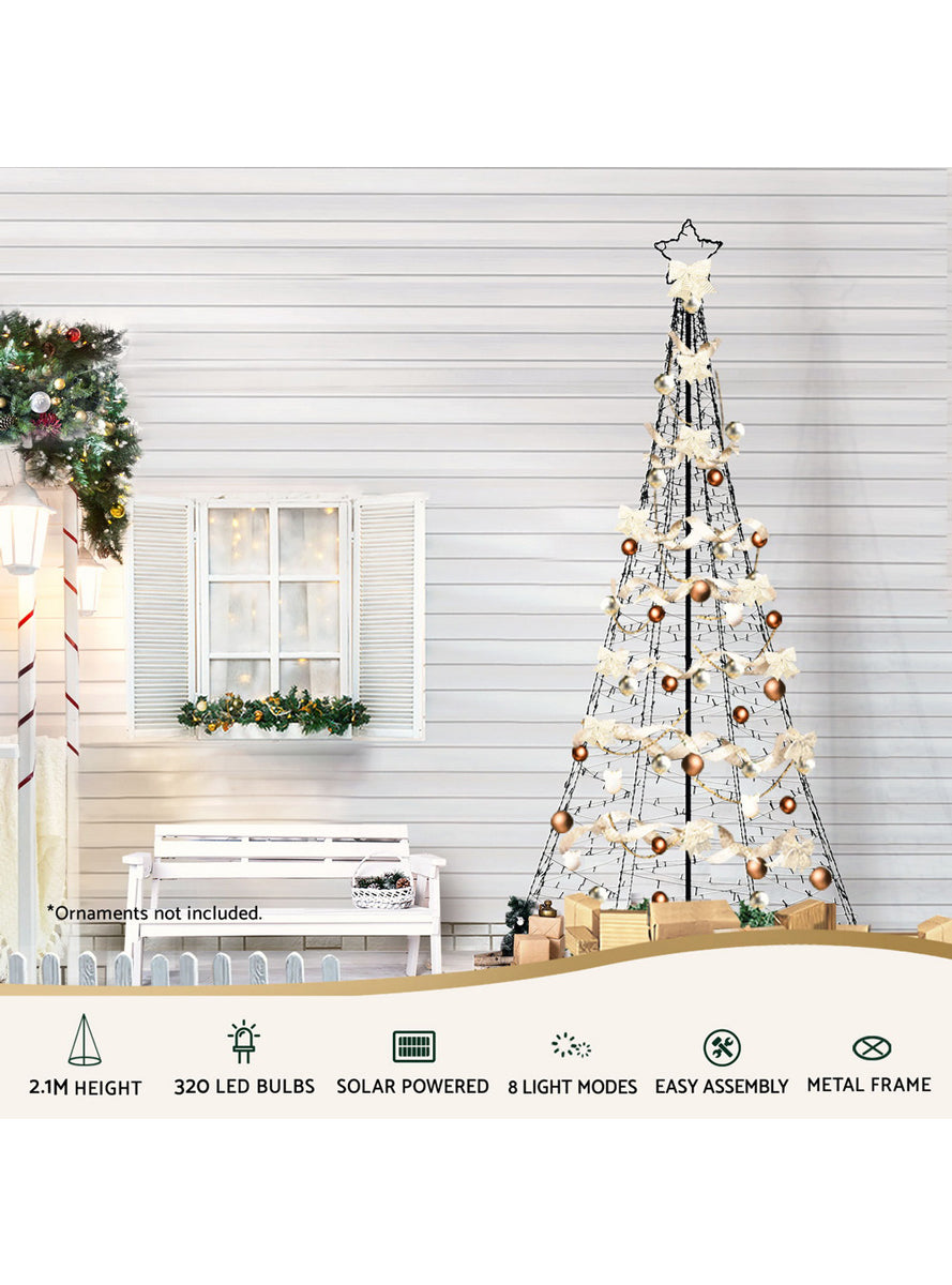 120cm Solar Powered Warm White Christmas Tree Light Decoration - Info Image 1