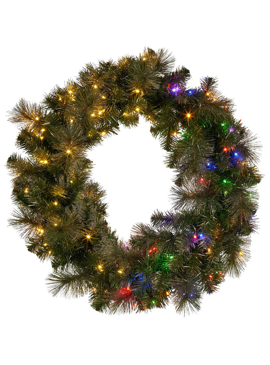 Green Split Christmas Wreath with Lights 122cm - Main Image