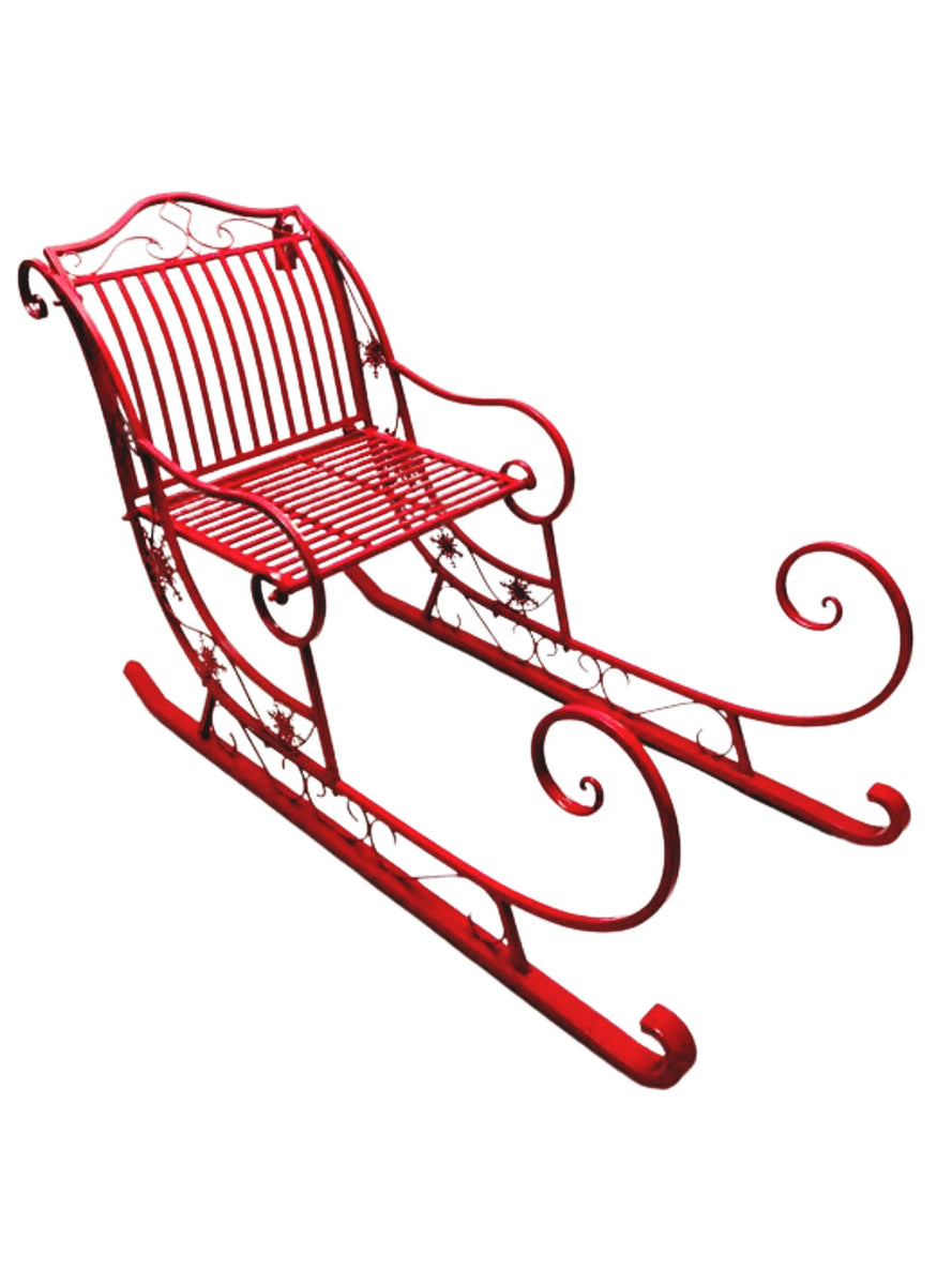 Red Metal Christmas Sleigh Decoration 150cm - Main Image
