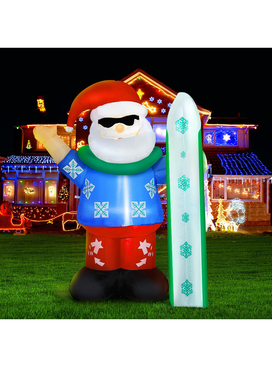 Jingle Jollys Inflatable Surfing Santa Christmas Decoration 160cm - Lifestyle Image