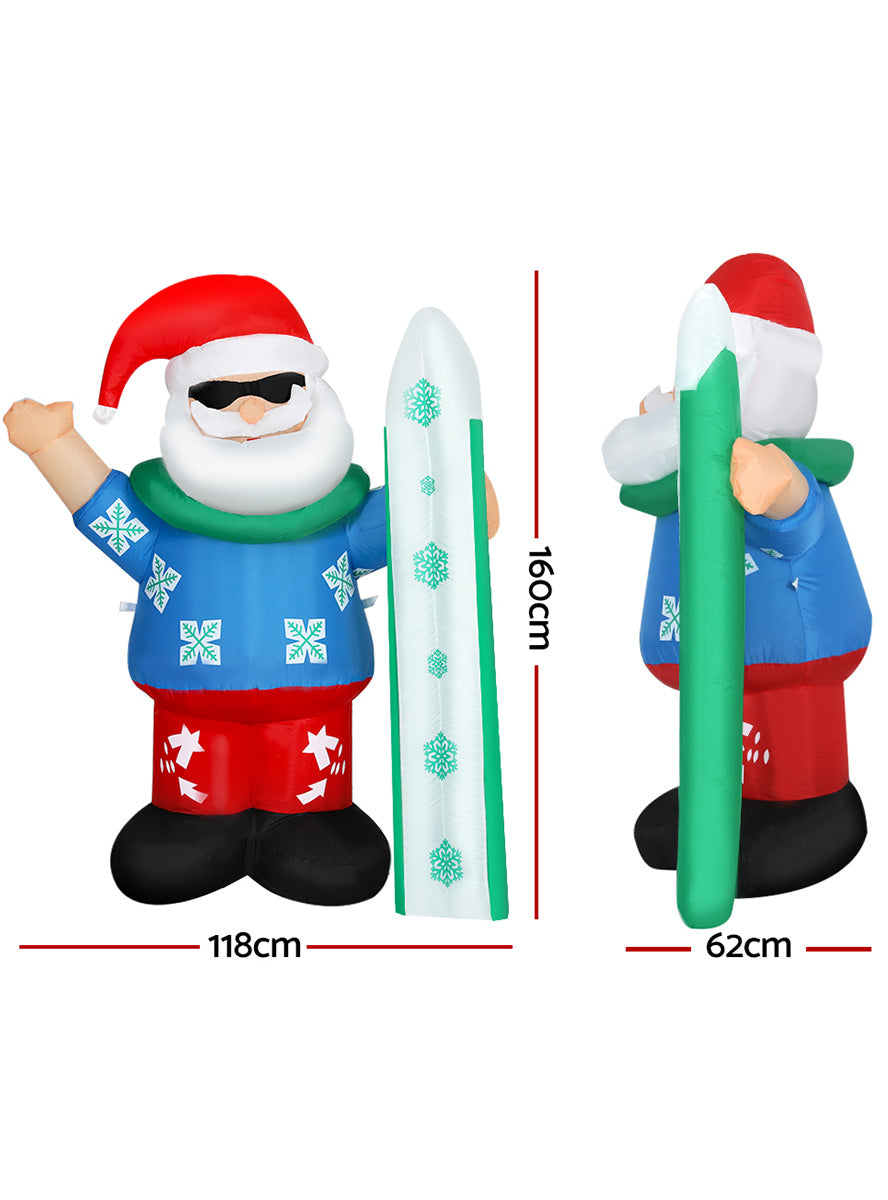 Jingle Jollys Inflatable Surfing Santa Christmas Decoration 160cm - Measurements Image