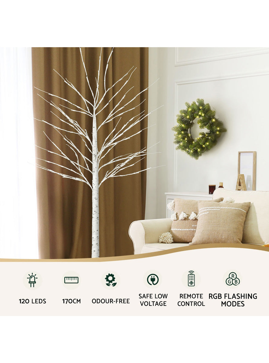Jingle Jollys RGB Light Up White Twig Christmas Tree Decoration 170cm - Information Image 1