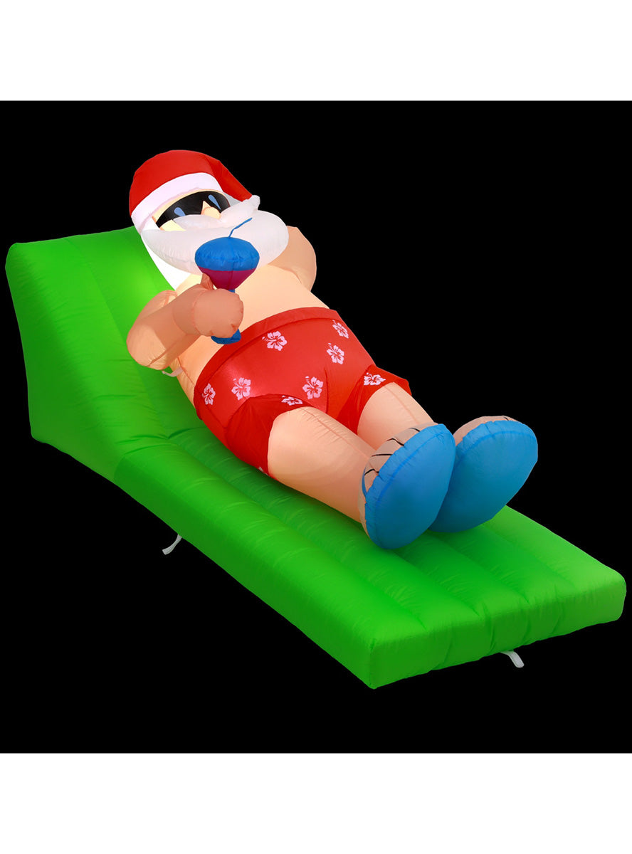 Jingle Jollys Inflatable Santa Bench Christmas Decoration 180cm - Black Background Image