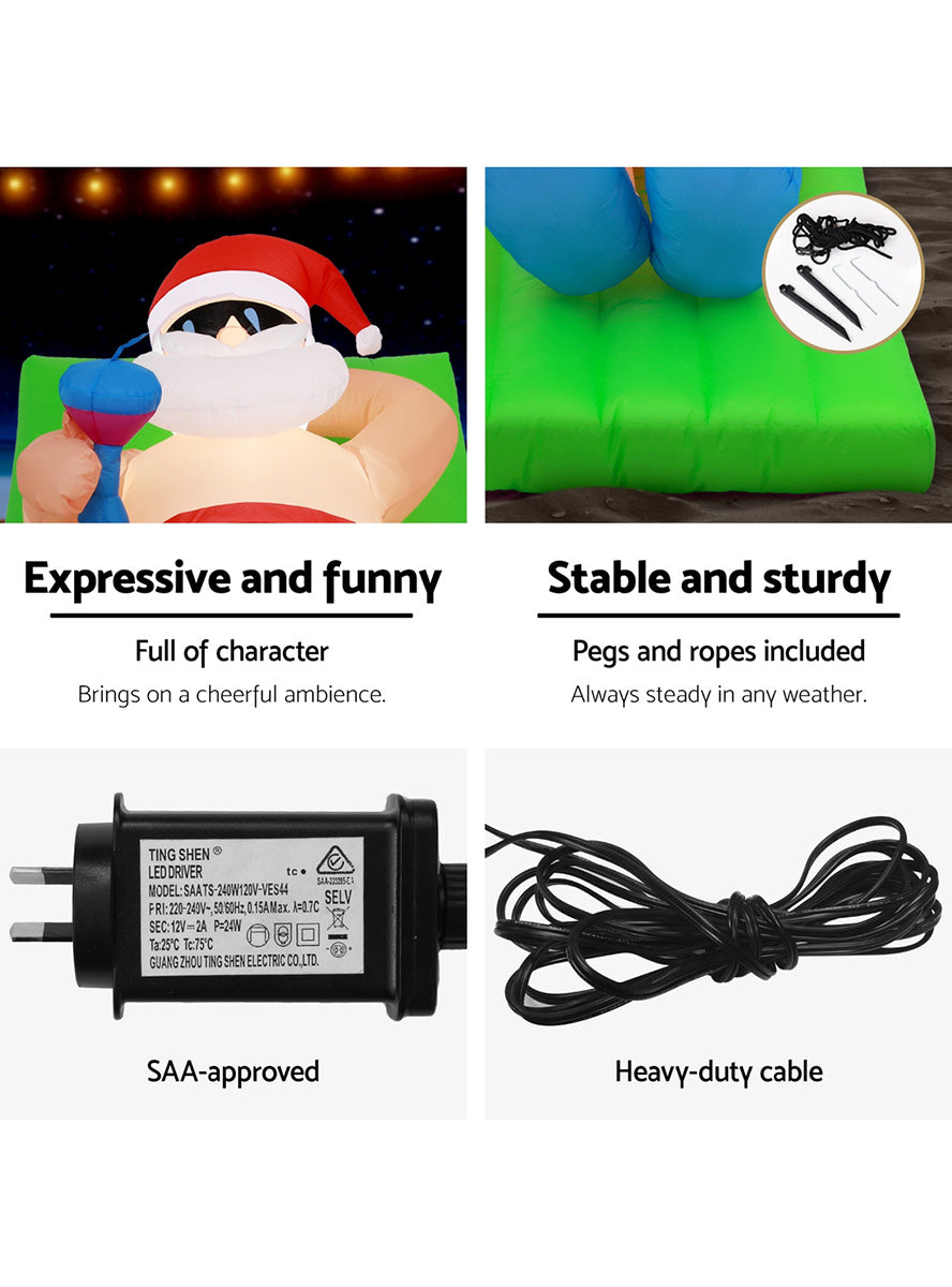 Jingle Jollys Inflatable Santa Bench Christmas Decoration 180cm - Complaince Details Image