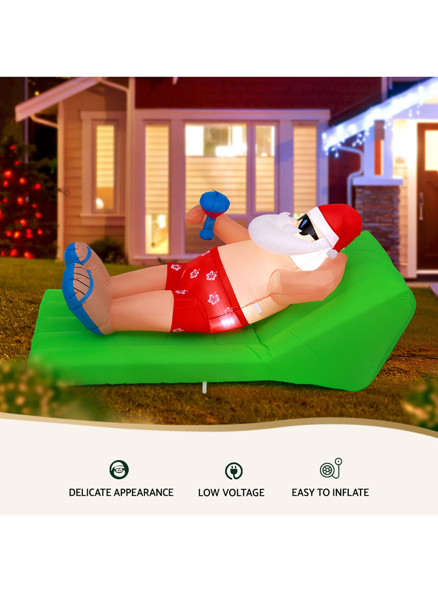 Jingle Jollys Inflatable Santa Bench Christmas Decoration 180cm - Details Image