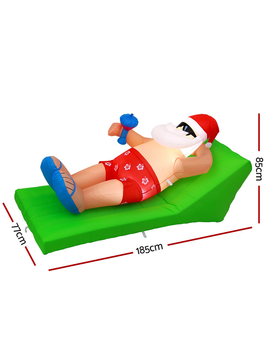 Jingle Jollys Inflatable Santa Bench Christmas Decoration 180cm - Measurements Image