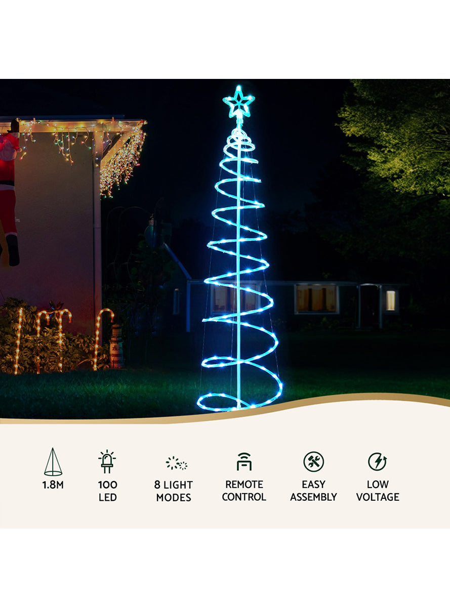 180cm RGB Multicolour Christmas Tree Rope Light Decoration - Info Image 1