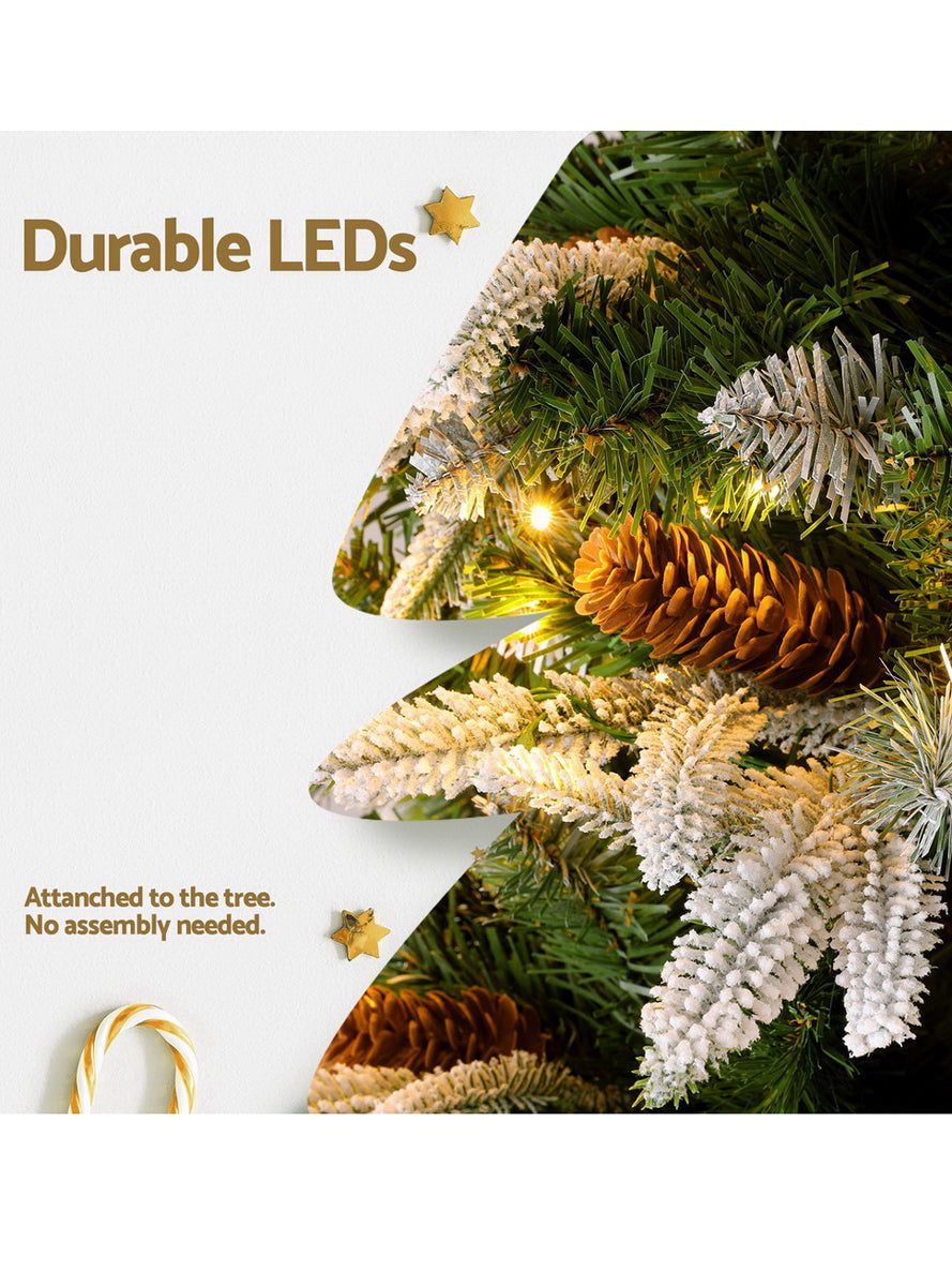190cm Jingle Jollys Prelit Snow Tipped Slim Christmas Tree with Pine Cones - Information Image 3