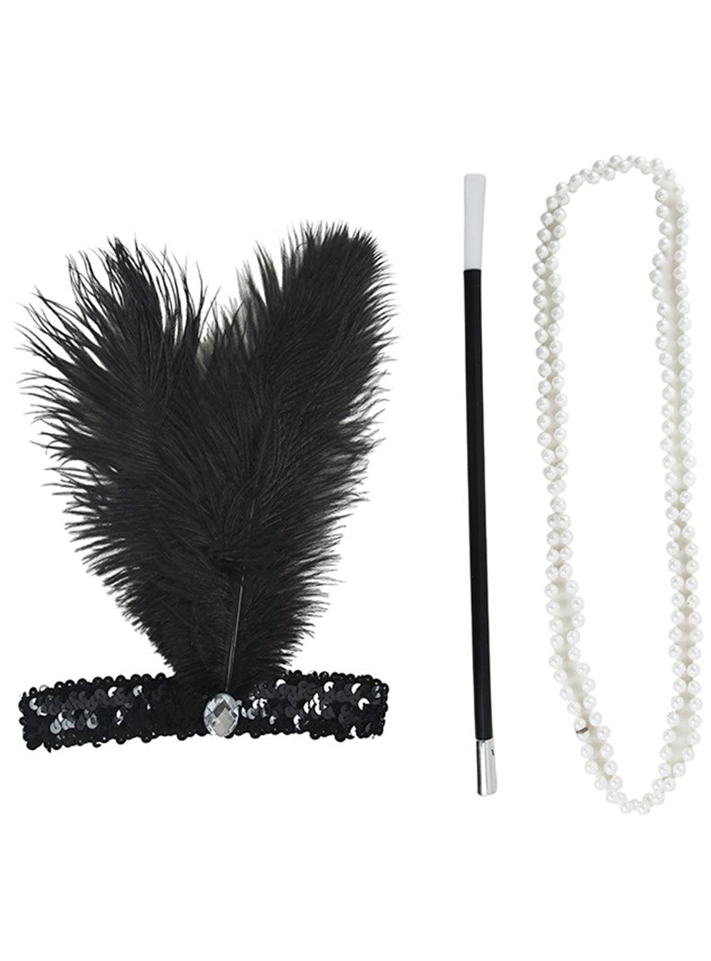 Main image of Flapper 1920s Black 3 Piece Costume Accessory Set
