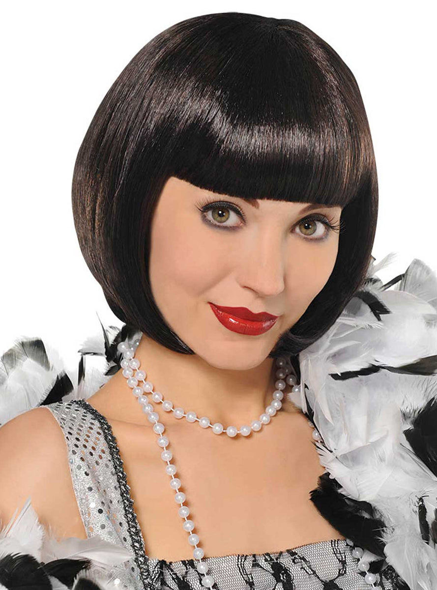 1920s Womens Brown Flapper Bob Wig - Main Image