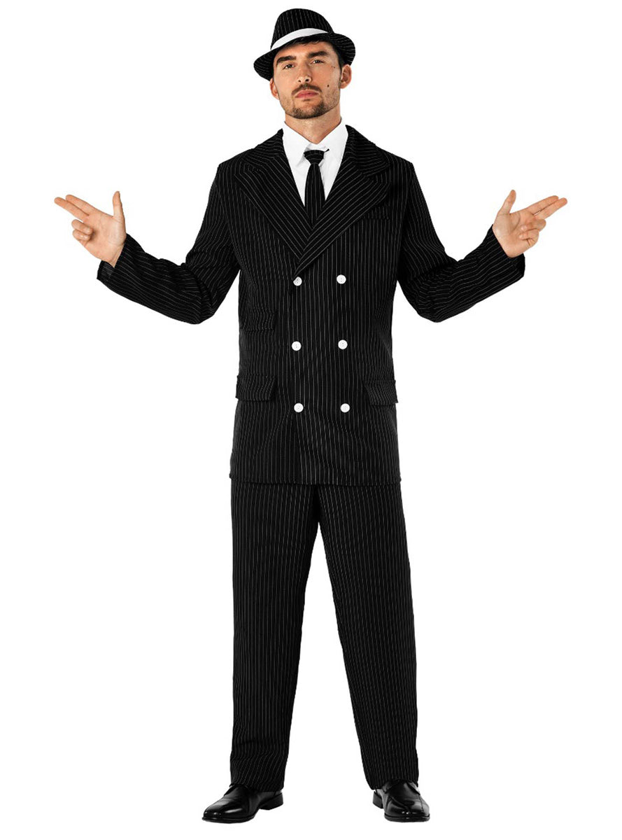 1920s Mens Black Gangster Costume - Main Image