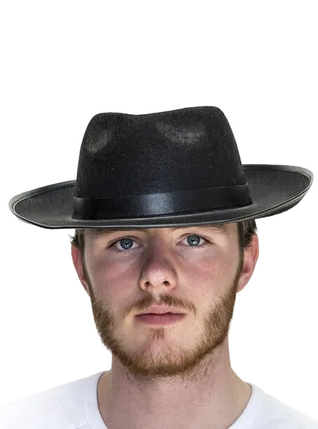 1920s Mens Black Gangster Fedora Costume Hat - Main Image
