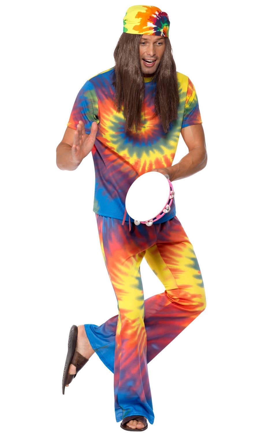 Men's 1970's Groovy Tie-Dye Hippie Costume - Front Image