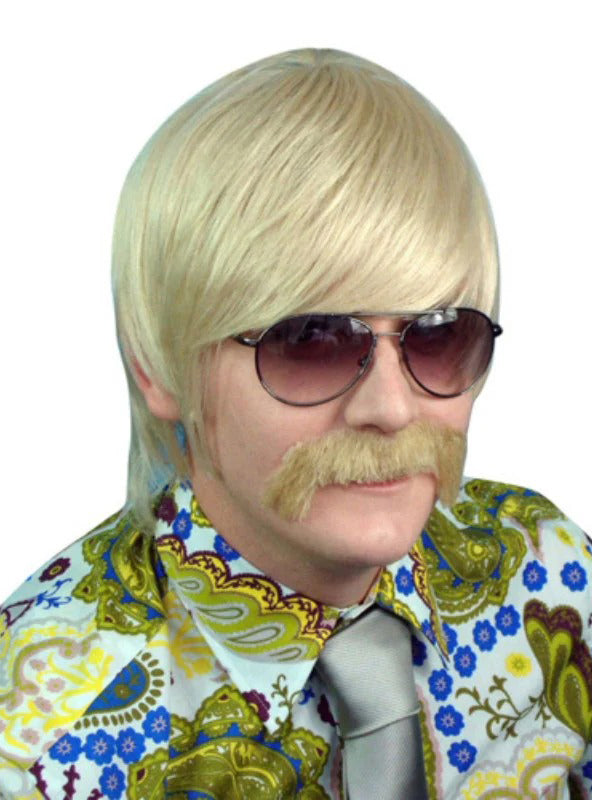 Mens Blonde 1970s Mod Guy Costume Wig