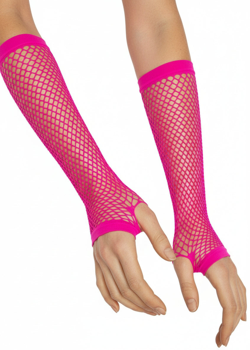 Main image of Hot Pink Adults Long Fishnet Costume Gloves