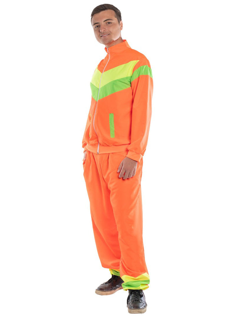 1980s Mens Orange Shell Suit Costume - Alternative Image
