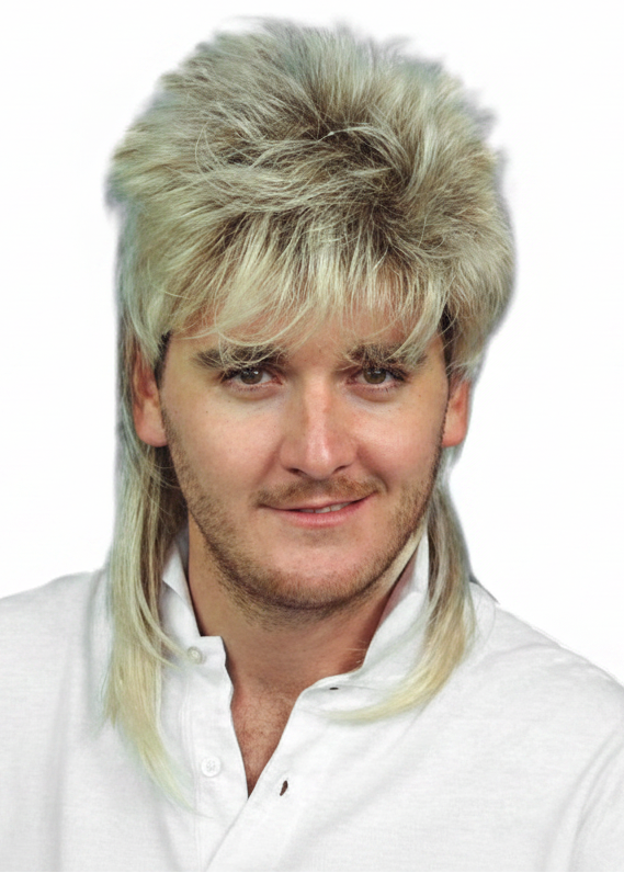 Mens Two Tone Blonde 1980s Mullet Costume Wig - main image