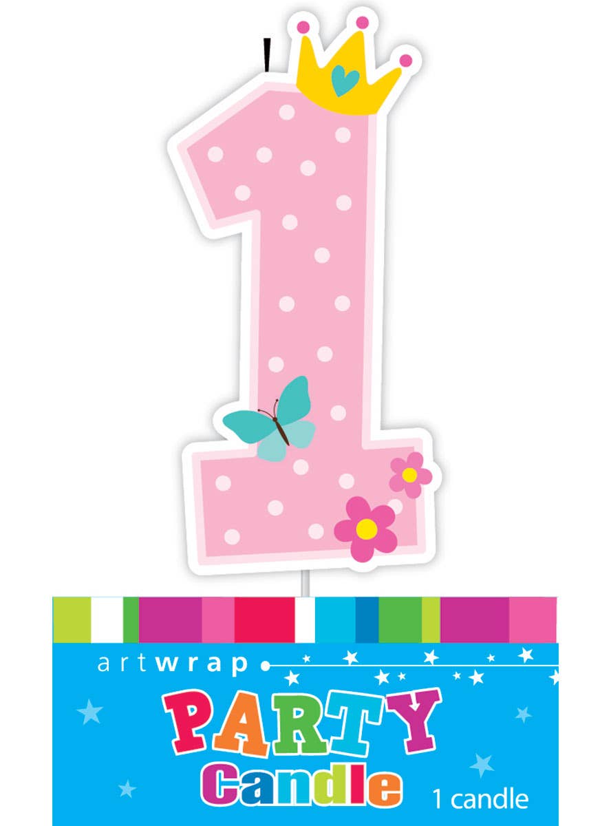 Image of 1st Birthday Pink Baby Girl Number 1 Cake Candle