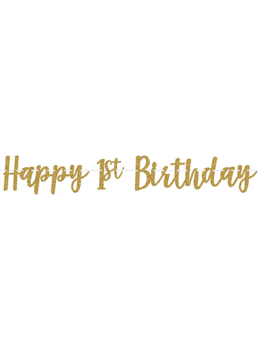Image of 1st Birthday Gold Glitter Happy Birthday Banner