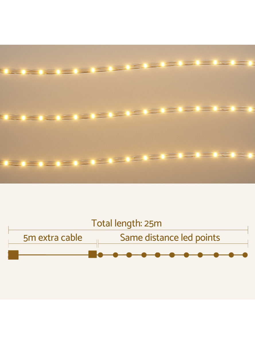 Warm White Colour Christmas Rope Light 20 Metre - Dimensions Image 1