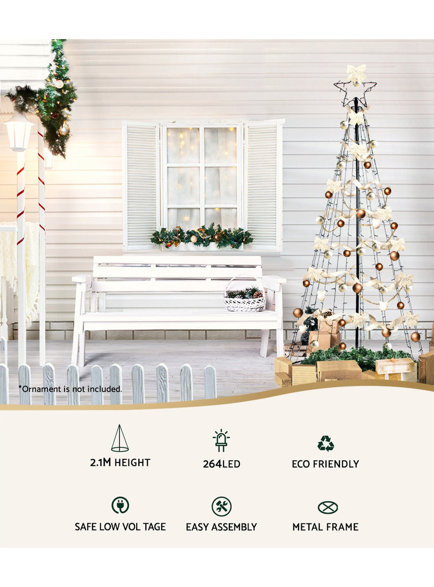 210cm Multicolour Solar Powered Christmas Tree Light Decoration - Info Image 5