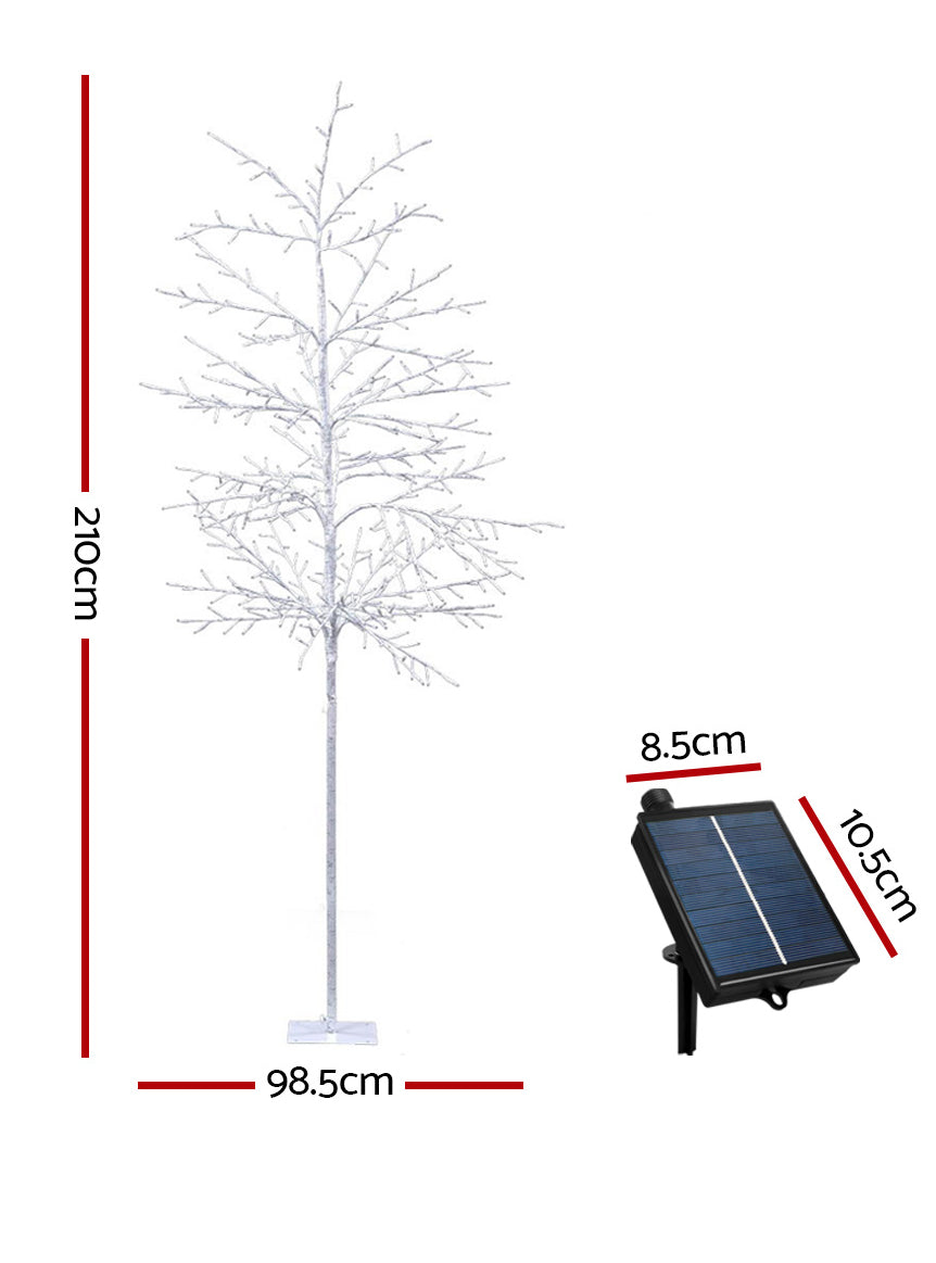 Warm White Solar Powered Twig Christmas Tree Decoration 210cm - Dimensions Image