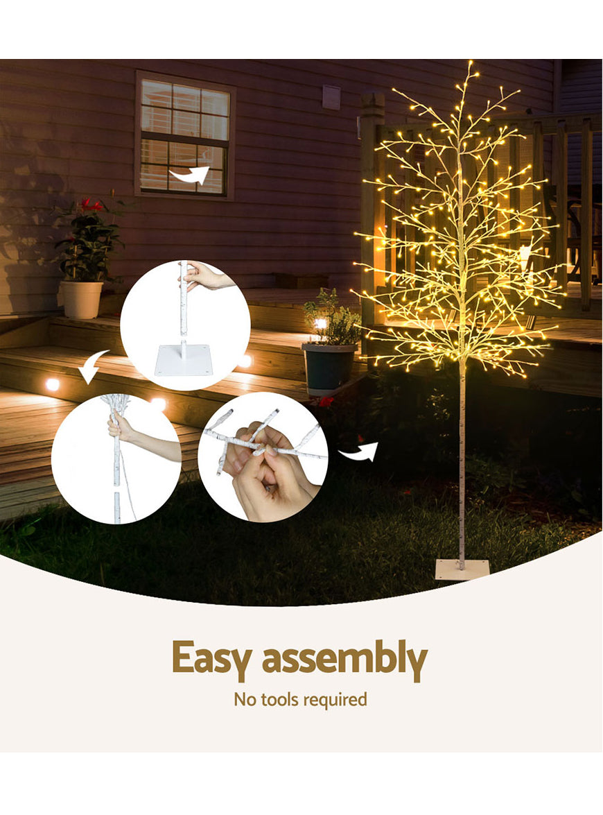 Warm White Solar Powered Twig Christmas Tree Decoration 210cm - Info Image 5