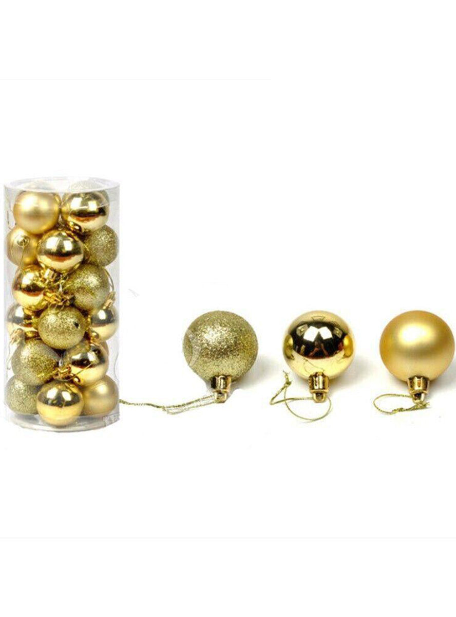 Assorted Gold Christmas Bauble Tree Decorations 24 Pack - Main Image