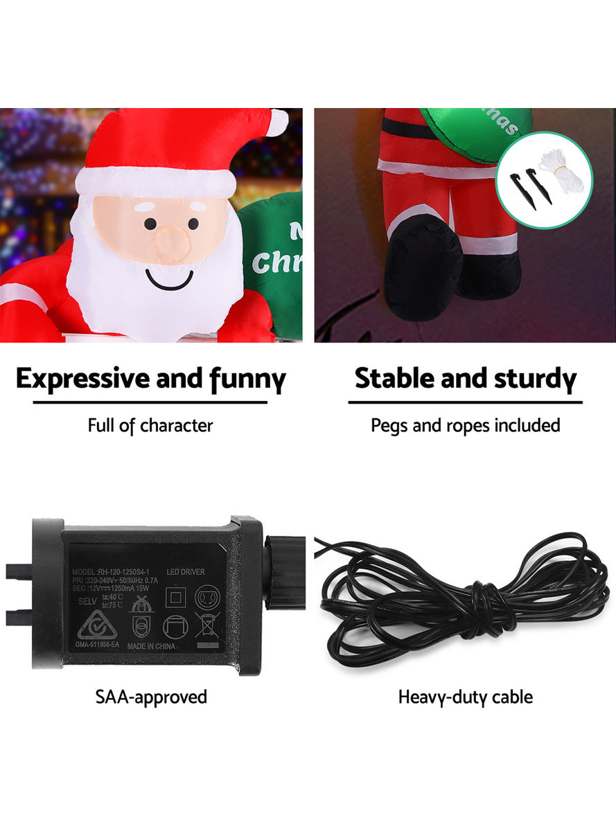 Jingle Jollys Inflatable Climbing Santa Christmas Decoration 250cm - Compliance Details Image