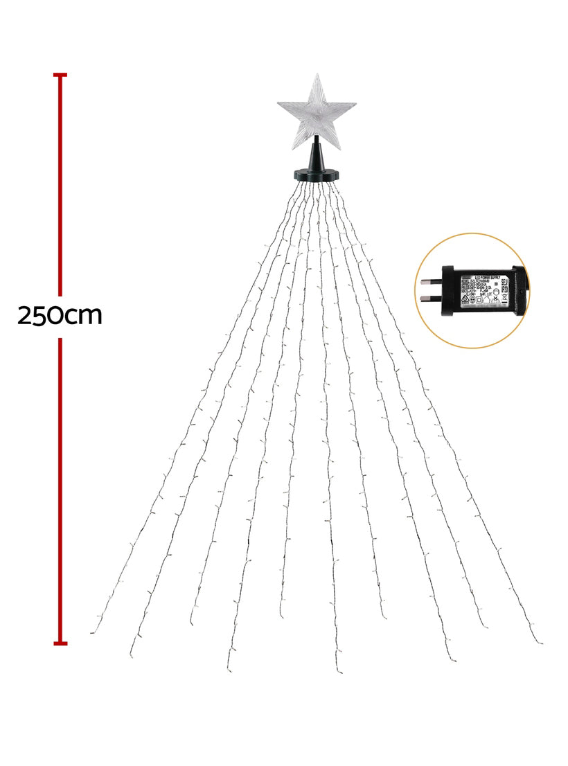 250cm Multicolour Waterfall String Lights Christmas Decoration - Dimensions Image