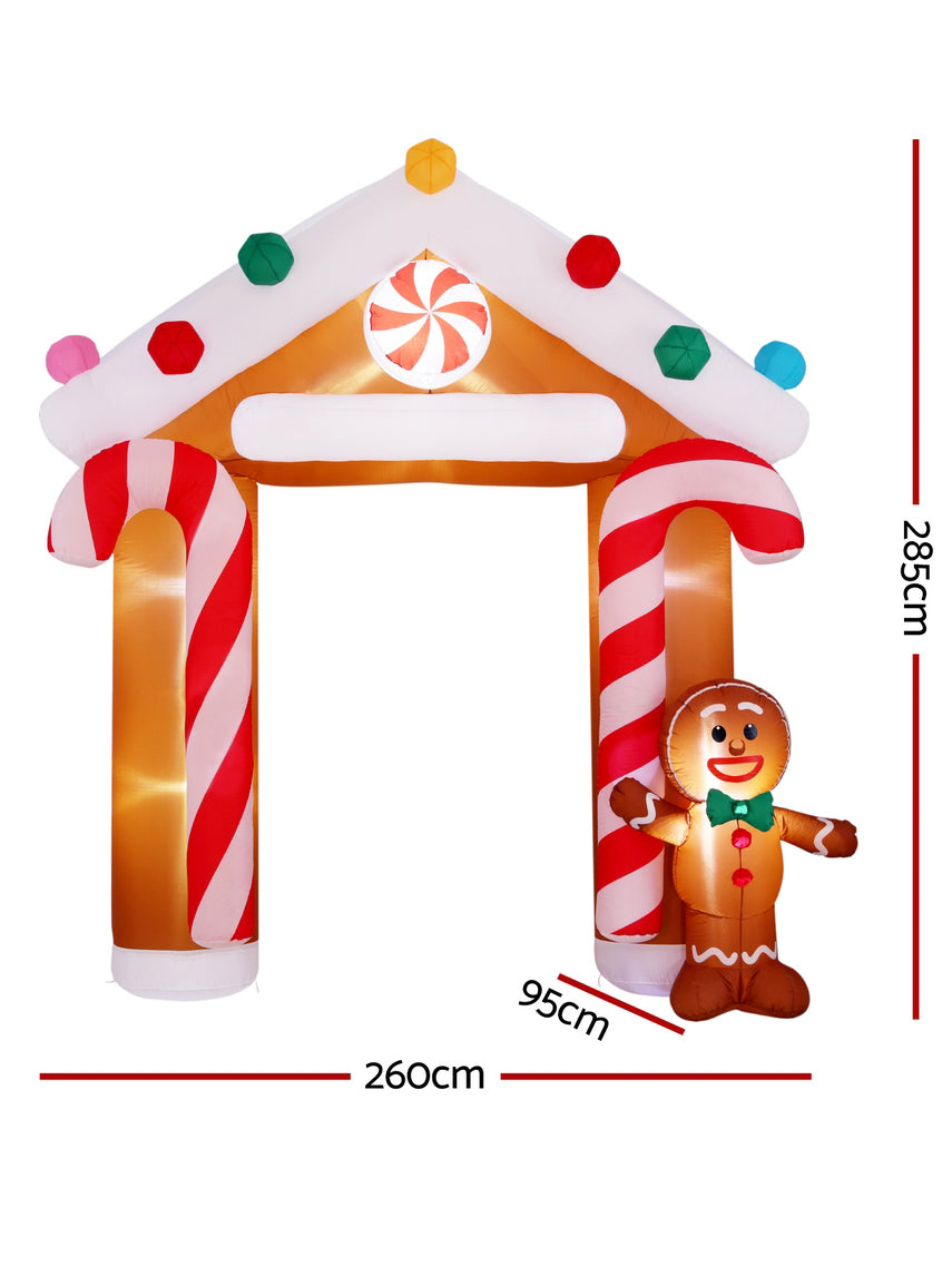 Jingle Jollys Gingerbread Archway Inflatable Christmas Decoration 280cm - Dimensions Image