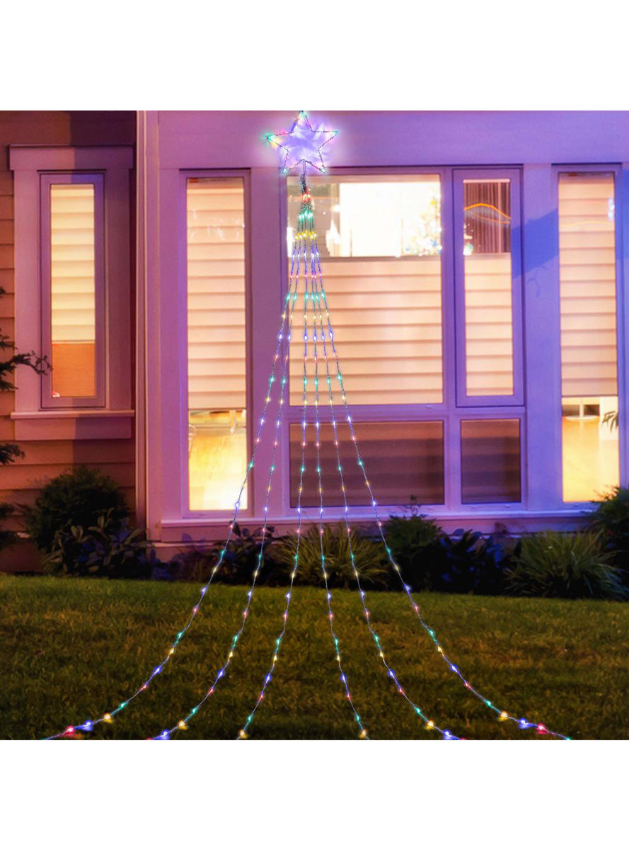 Multicolour Waterfall Christmas Lights with Star 3 Metre - Alternate Image