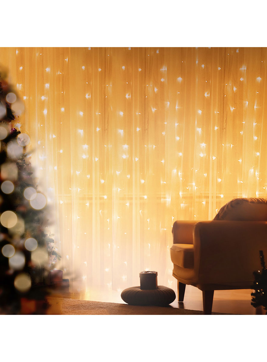 Warm 3 Metre Christmas LED Curtain String Lights - Lifestyle Image