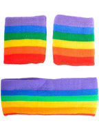 Image of Rainbow Wrist and Head Sweatbands Set