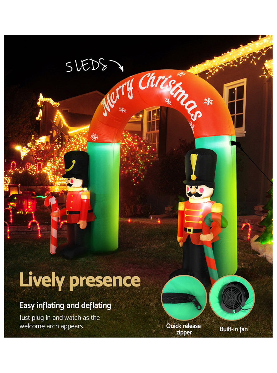 Jingle Jollys Nutcracker Archway Inflatable Christmas Decoration 300cm - Alternate Image 1