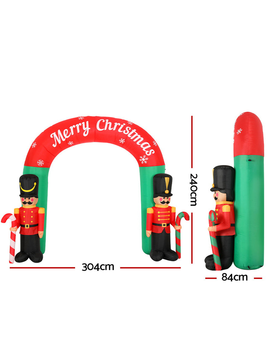 Jingle Jollys Nutcracker Archway Inflatable Christmas Decoration 300cm - Dimensions Image