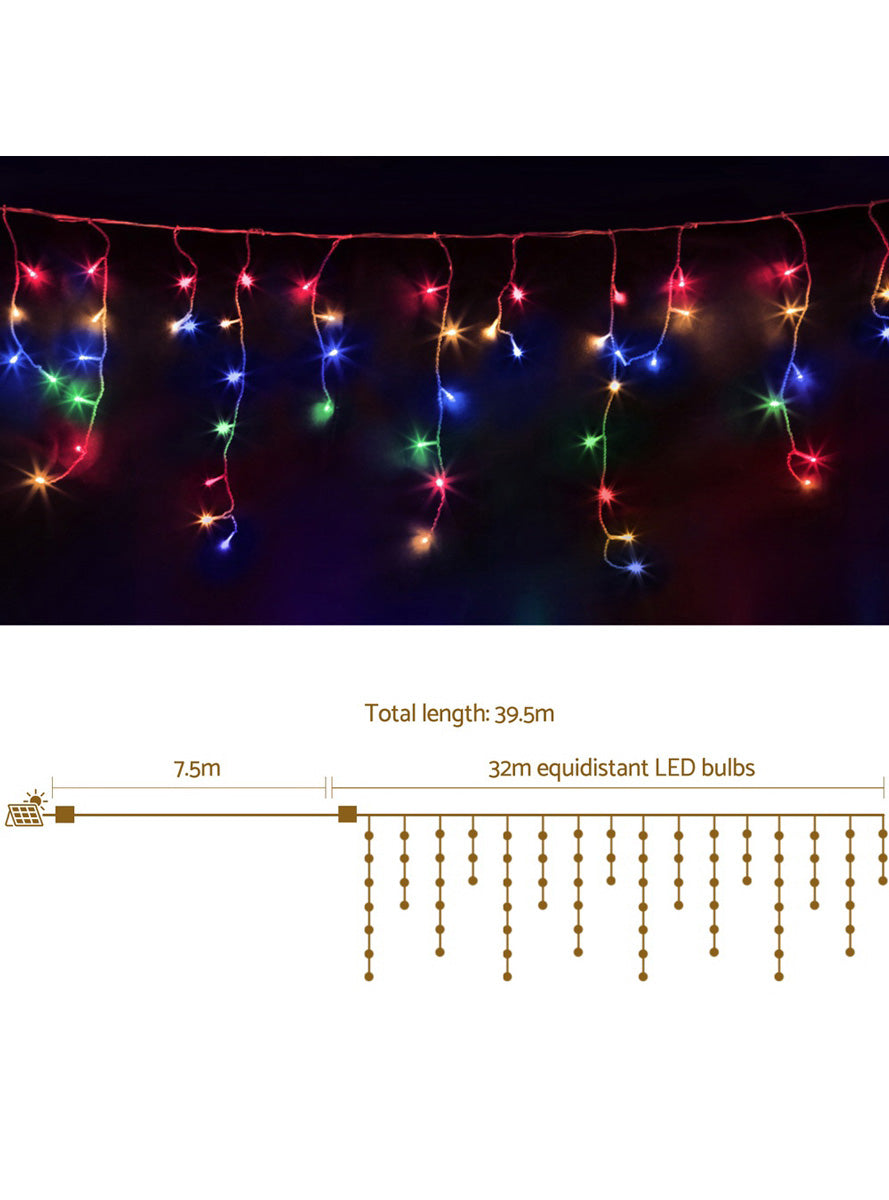 Multicolour Icicle String Christmas Lights 32 Metre - Dimensions Image