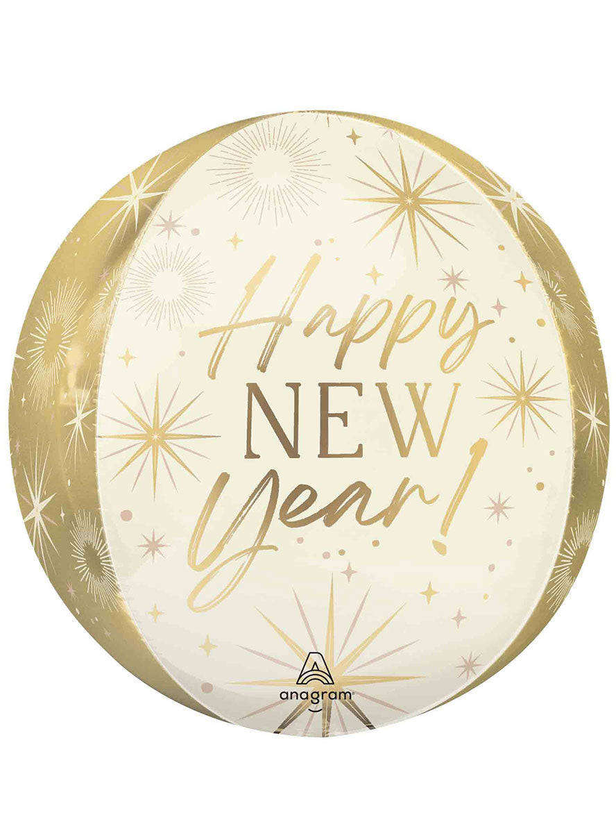 38Cm X 40Cm Golden Soiree Happy New Year Orb Balloon - Front Image