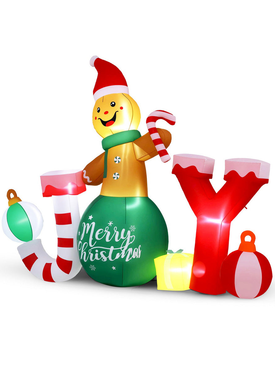 Jingle Jollys Light Up Inflatable Gingerbread Man Outdoor Christmas Decoration 3m - Main Image