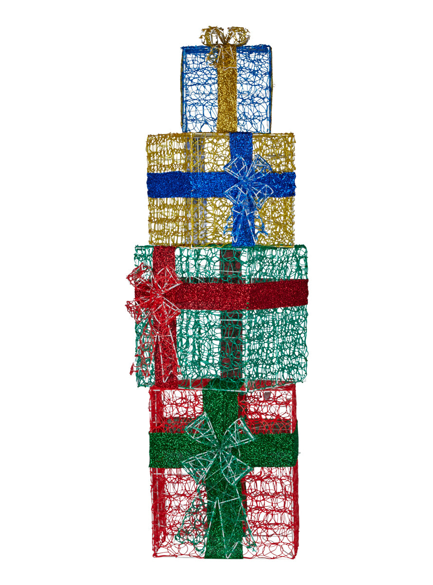 Light Up Present Stack Christmas Decoration 4 Piece 190cm - Unlit Image 1