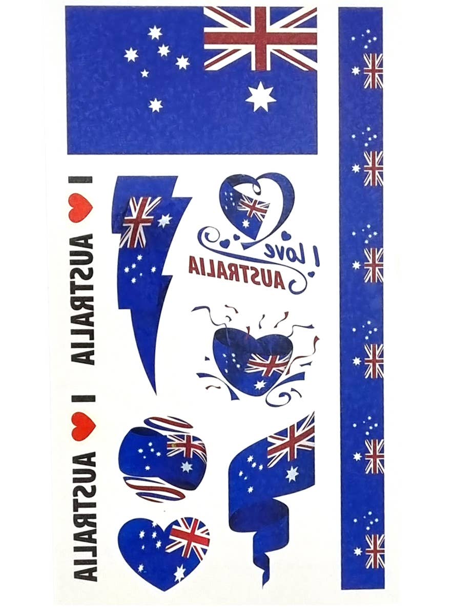Australia Day Flag Temporary Tattoos 4 Pack