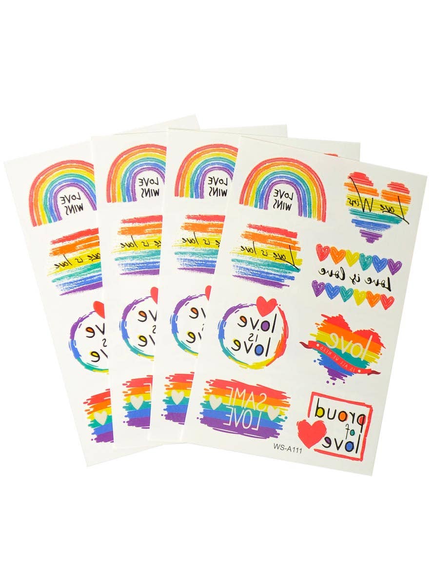 Image of Mardi Gras Love is Love Rainbow Temporary Tattoos - Alternate Image