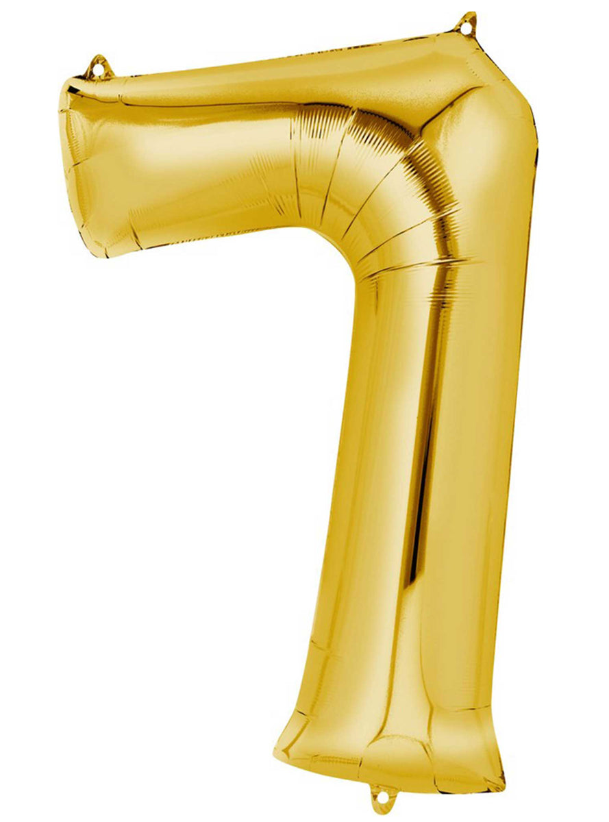 40cm Air Fill Gold Foil Number 7 Balloon - Main Image